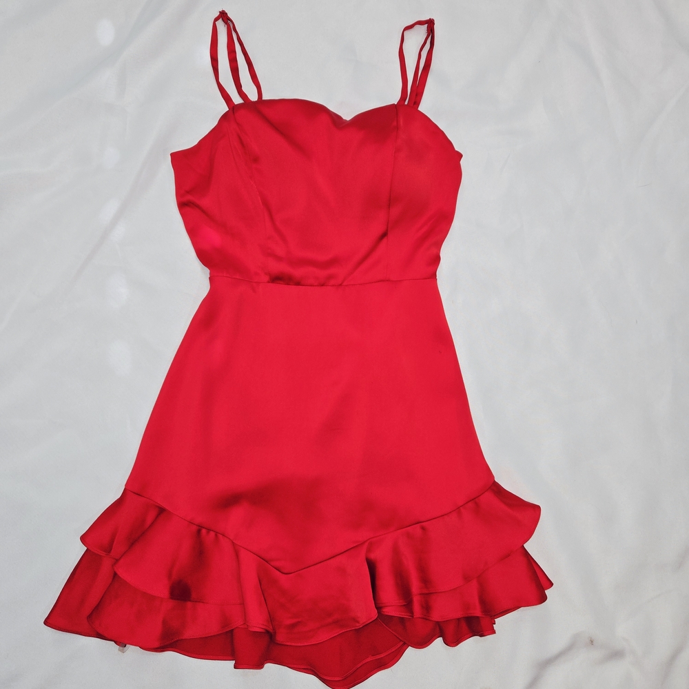 NWT Dear Moon Red Ruffled Hem Mini Dress - Size 11